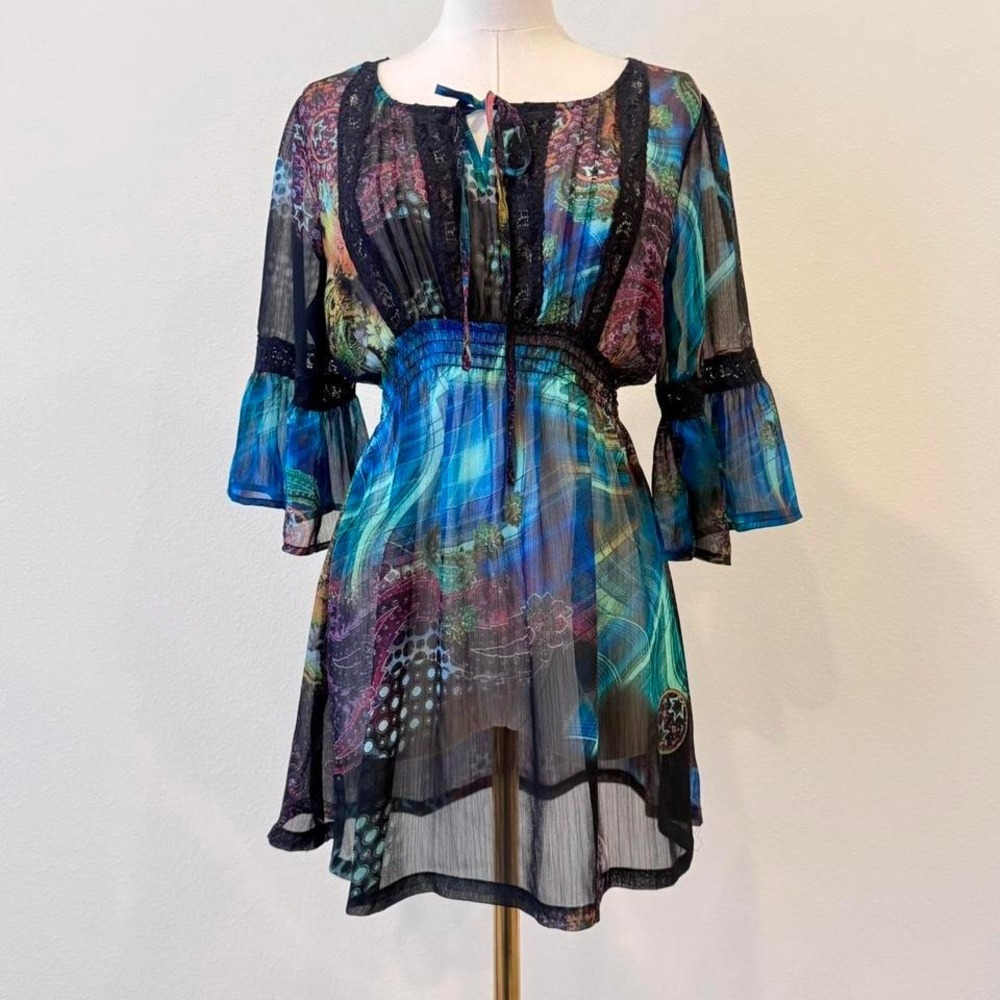 Whimsygoth Dark Fairy Sz S Festival Sheer Tunic